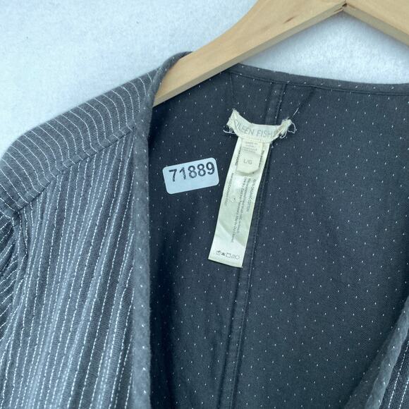 EILEEN FISHER Kimono L Reversible Organic Cotton Doubleweave Jacket Gray - Picture 14 of 14